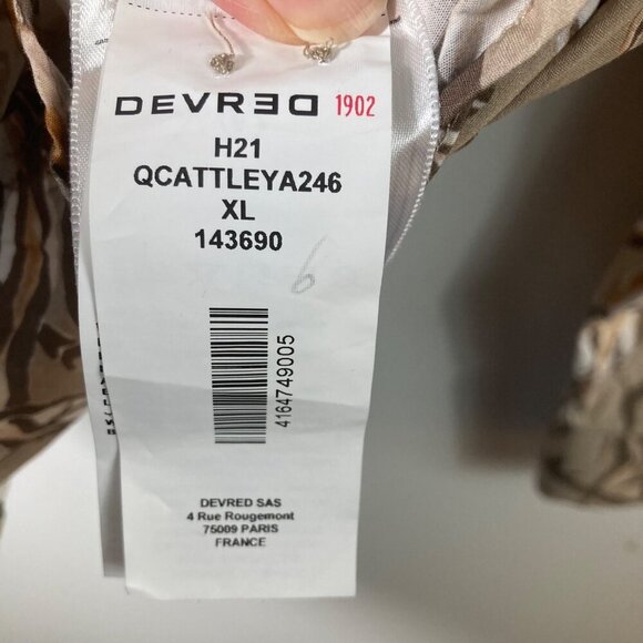 Mens Devred 1902 Extra Slim Fit Floral Button Shirt Tan Brown XL Made in France - Picture 7 of 8